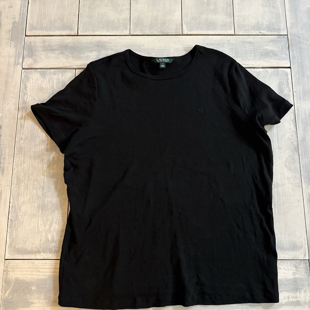 Lauren Ralph Lauren Black Short Sleeve Crewneck Tee 100% cotton